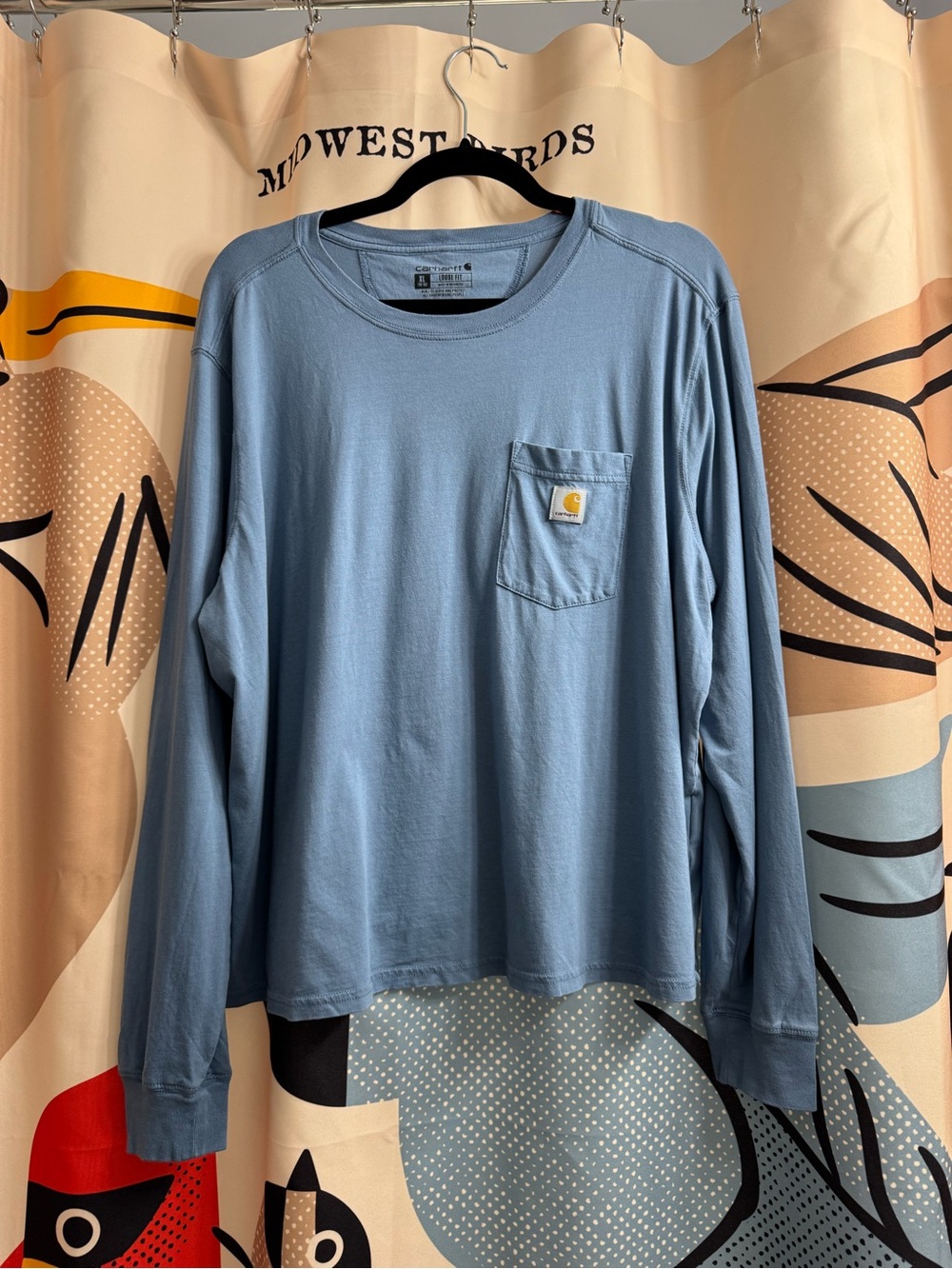 Carhartt women’s loose fit  Long-Sleeve Pocket Tee in Light Blue